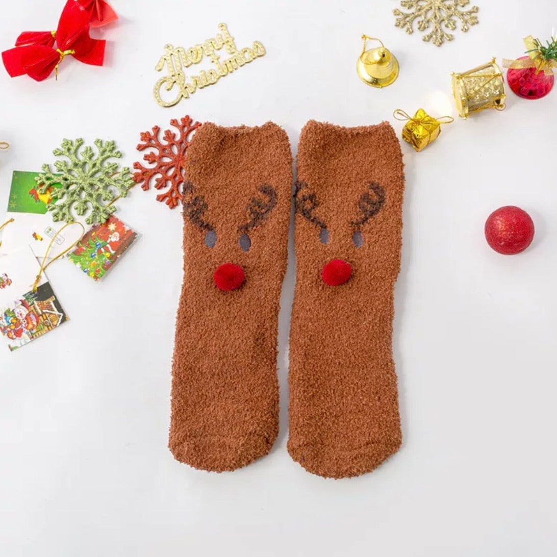 Fluffy Reindeer Socks